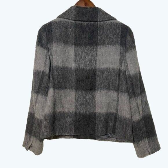 Talbots · Size 8 · Wool Alpaca Blend · Buffalo Plaid Jacket · Zip Front · Gray - Picture 7 of 12